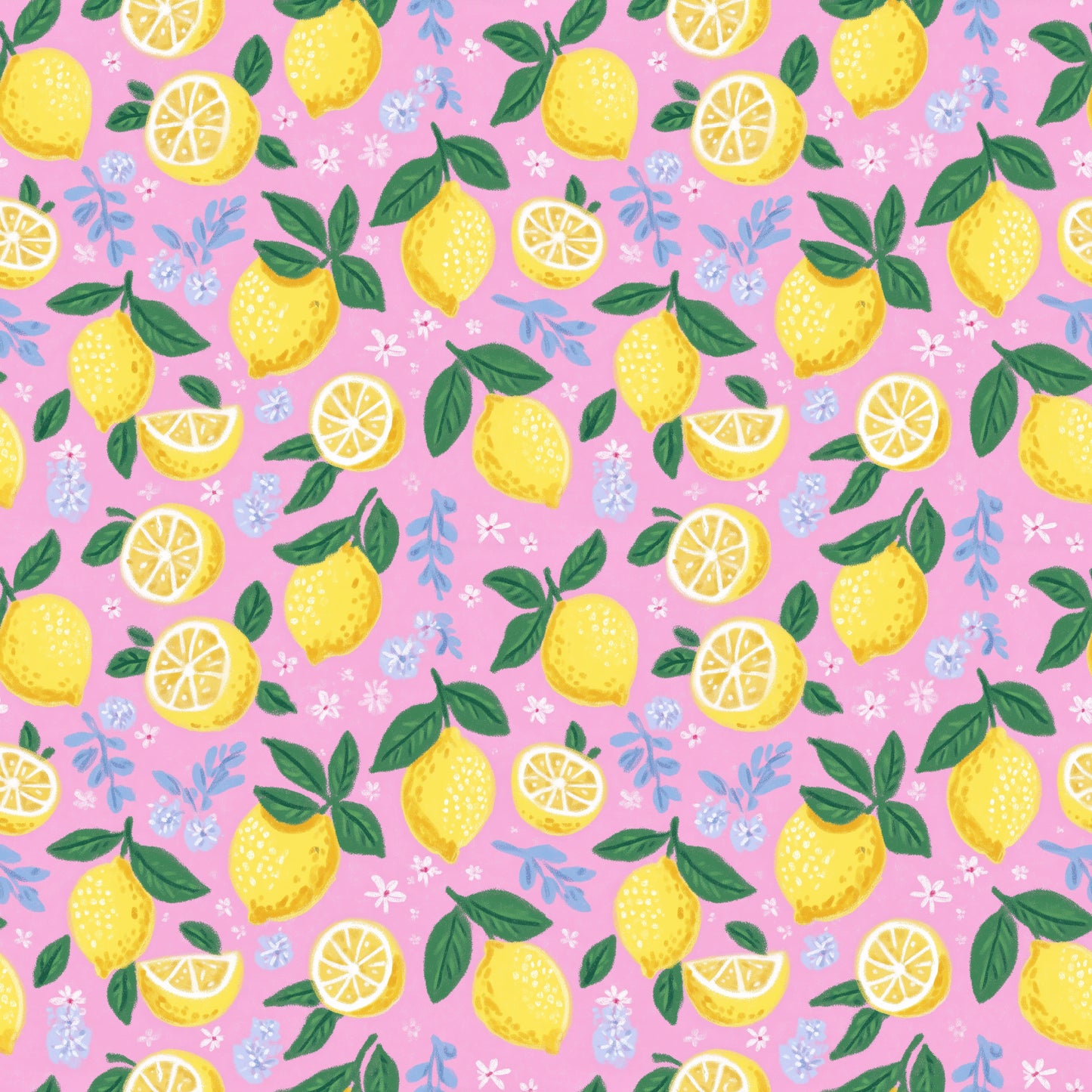 Lemons on Pink Digital Seamless Pattern