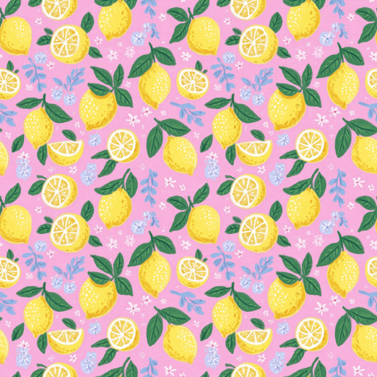 Lemons on Pink Digital Seamless Pattern