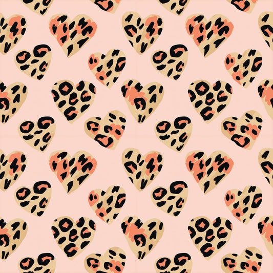 Leopard Print Hearts Digital Seamless Pattern