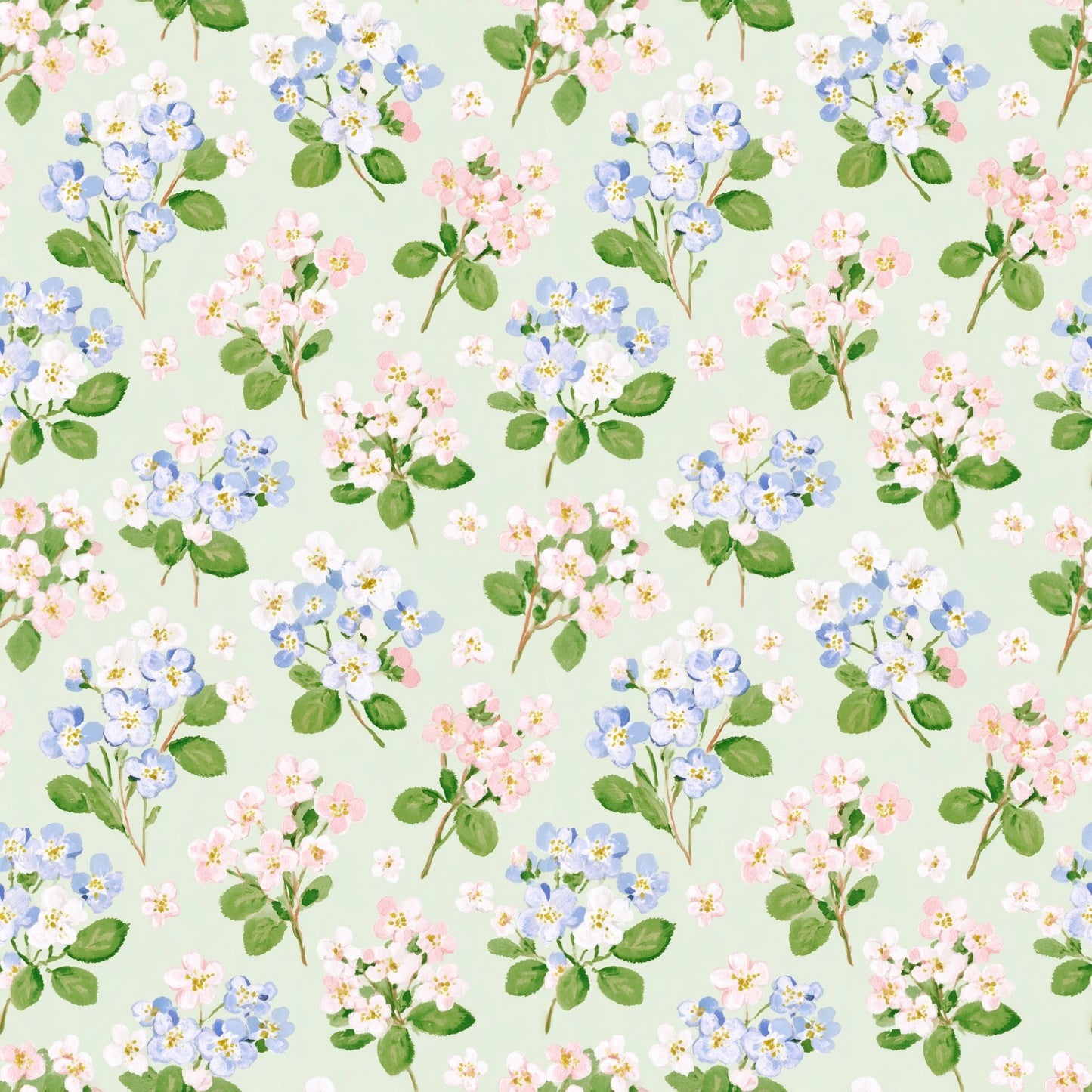 Light Green Floral Bunches Digital Seamless Pattern