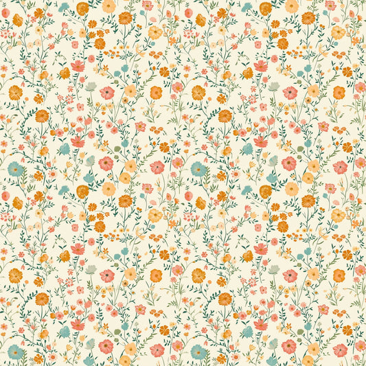 Light Orange Ditsy Floral Digital Seamless Pattern