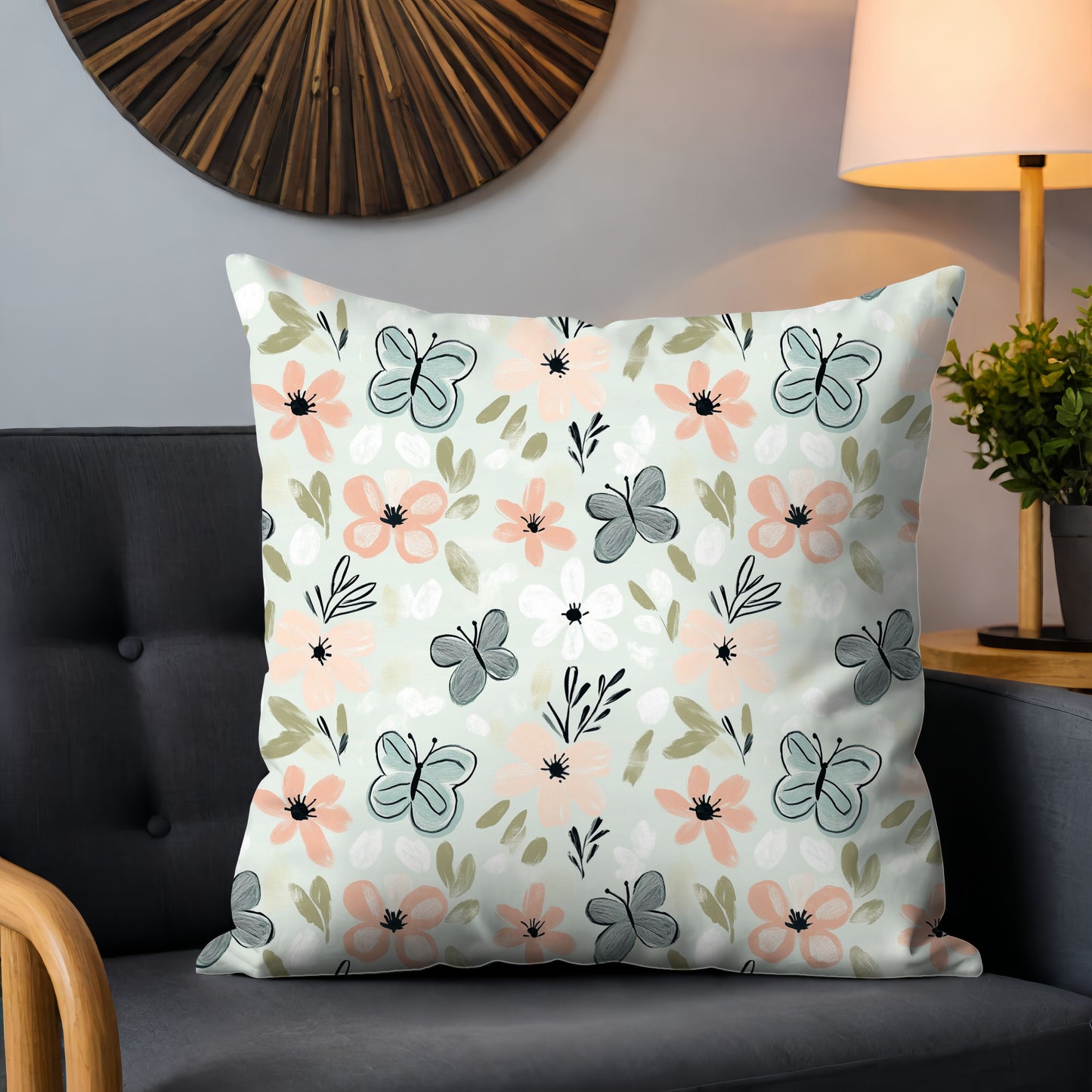 Light Spring Floral Butterfly Digital Seamless Pattern