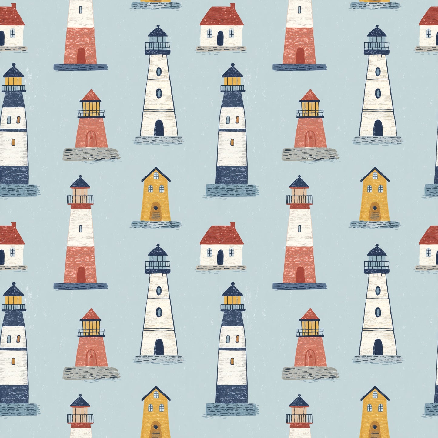 Lighthouses Digital Seamless Pattern