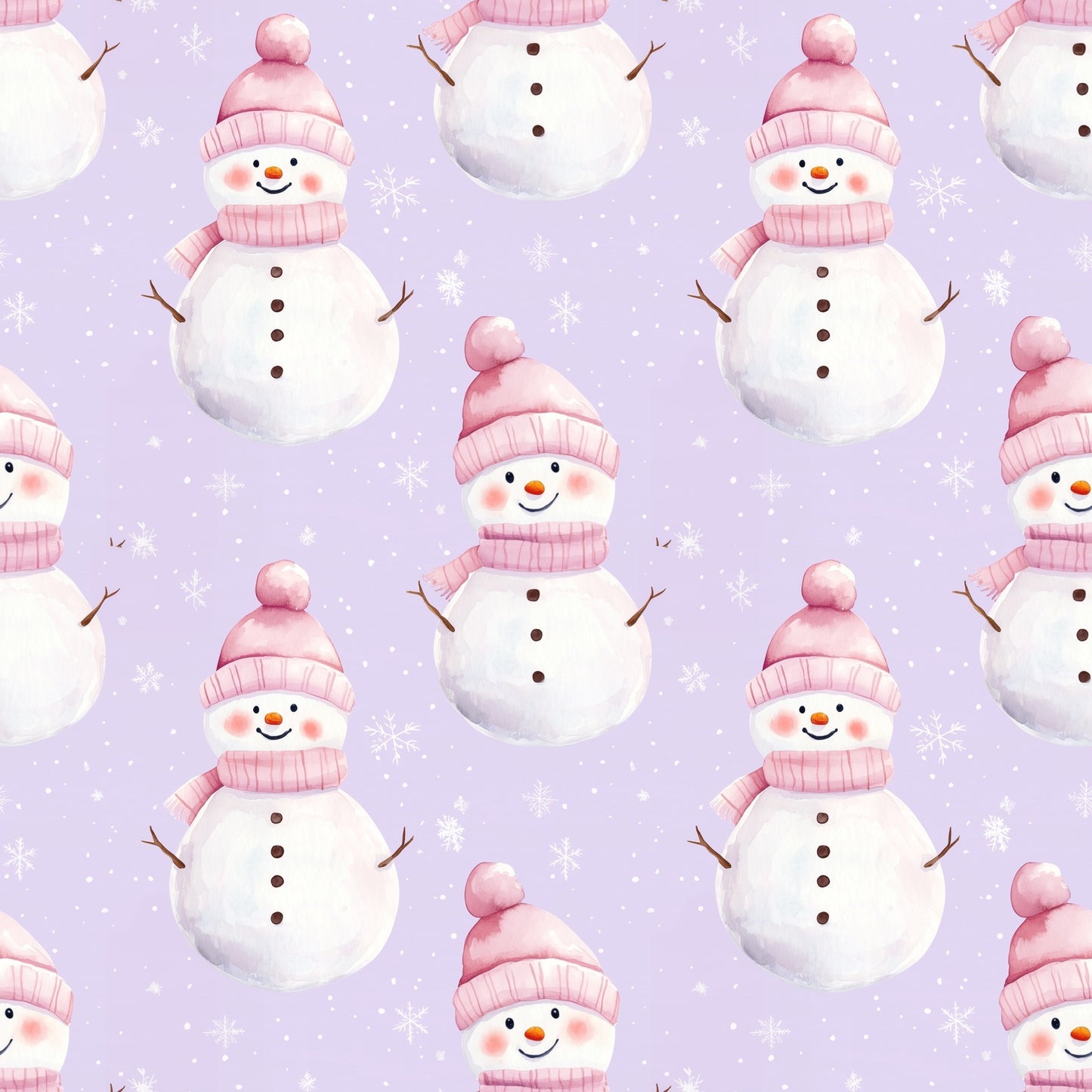 Lilac Snowmen Digital Seamless Pattern