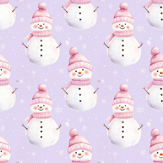 Lilac Snowmen Digital Seamless Pattern