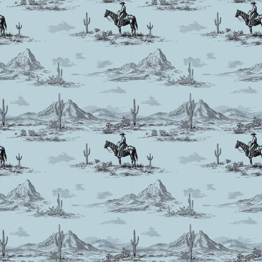 Line Art Cowboy Digital Seamless Pattern