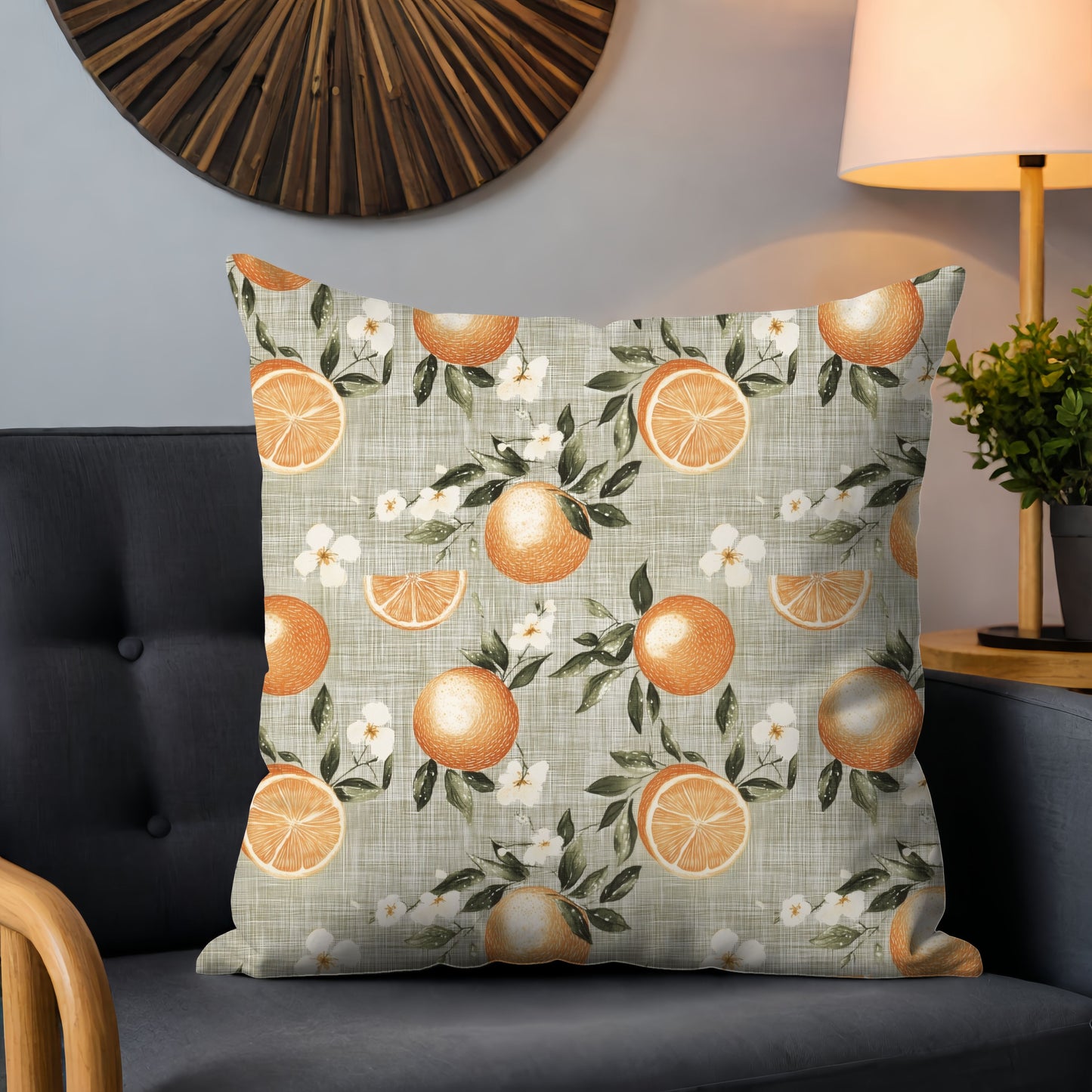 Linen Oranges Digital Seamless Pattern
