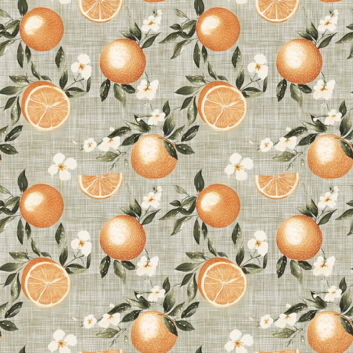 Linen Oranges Digital Seamless Pattern