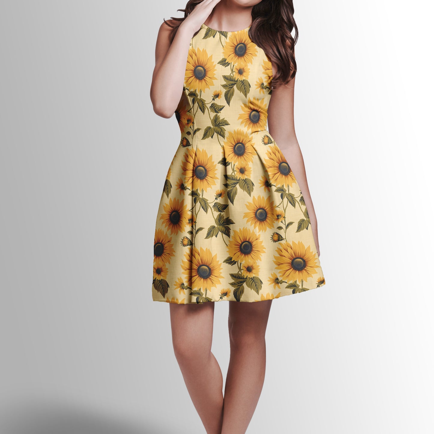 Linen Sunflowers Digital Seamless Pattern