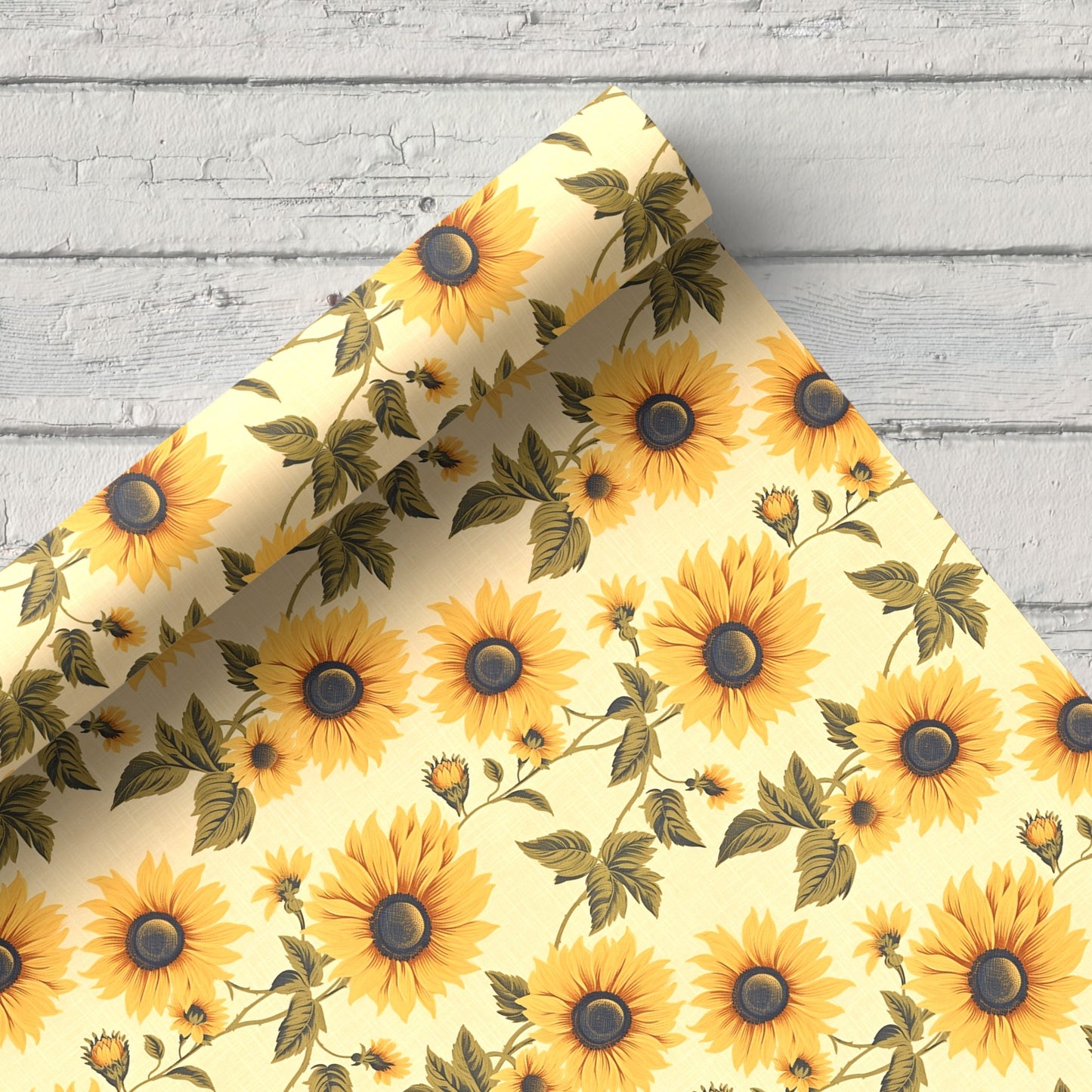 Linen Sunflowers Digital Seamless Pattern