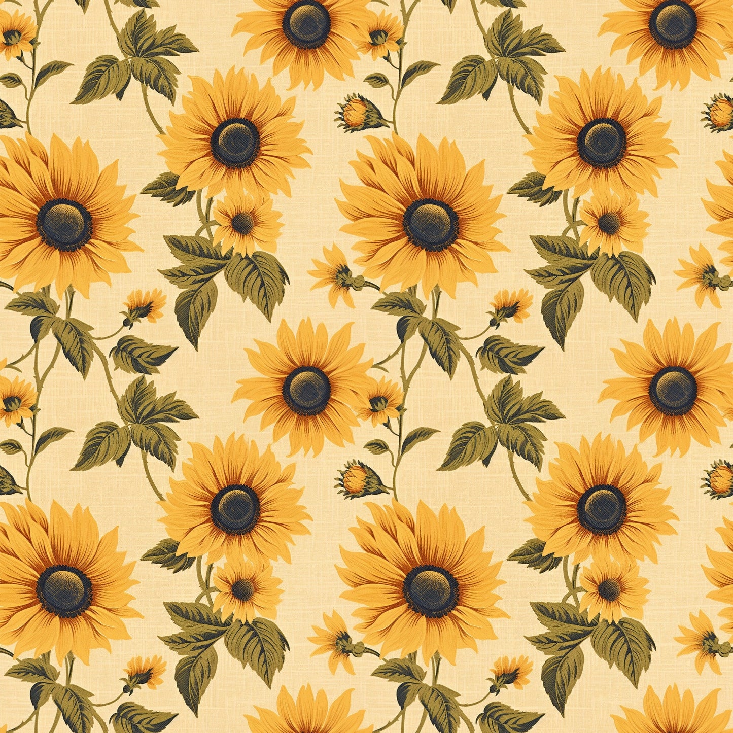 Linen Sunflowers Digital Seamless Pattern