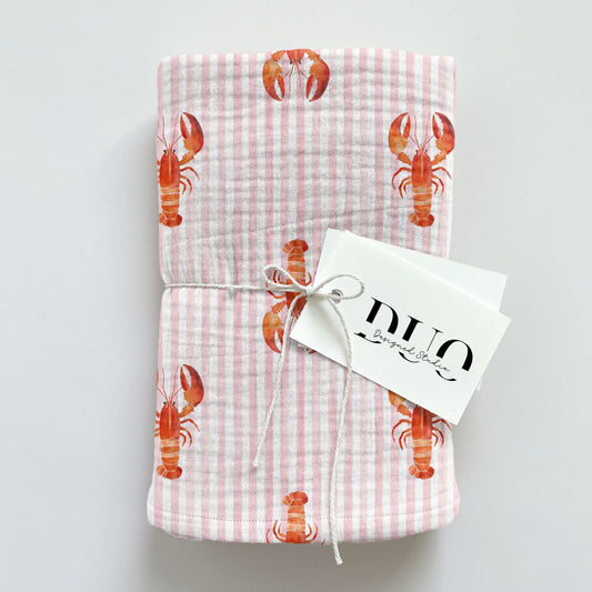 Lobsters Stripes Pink Digital Seamless Pattern