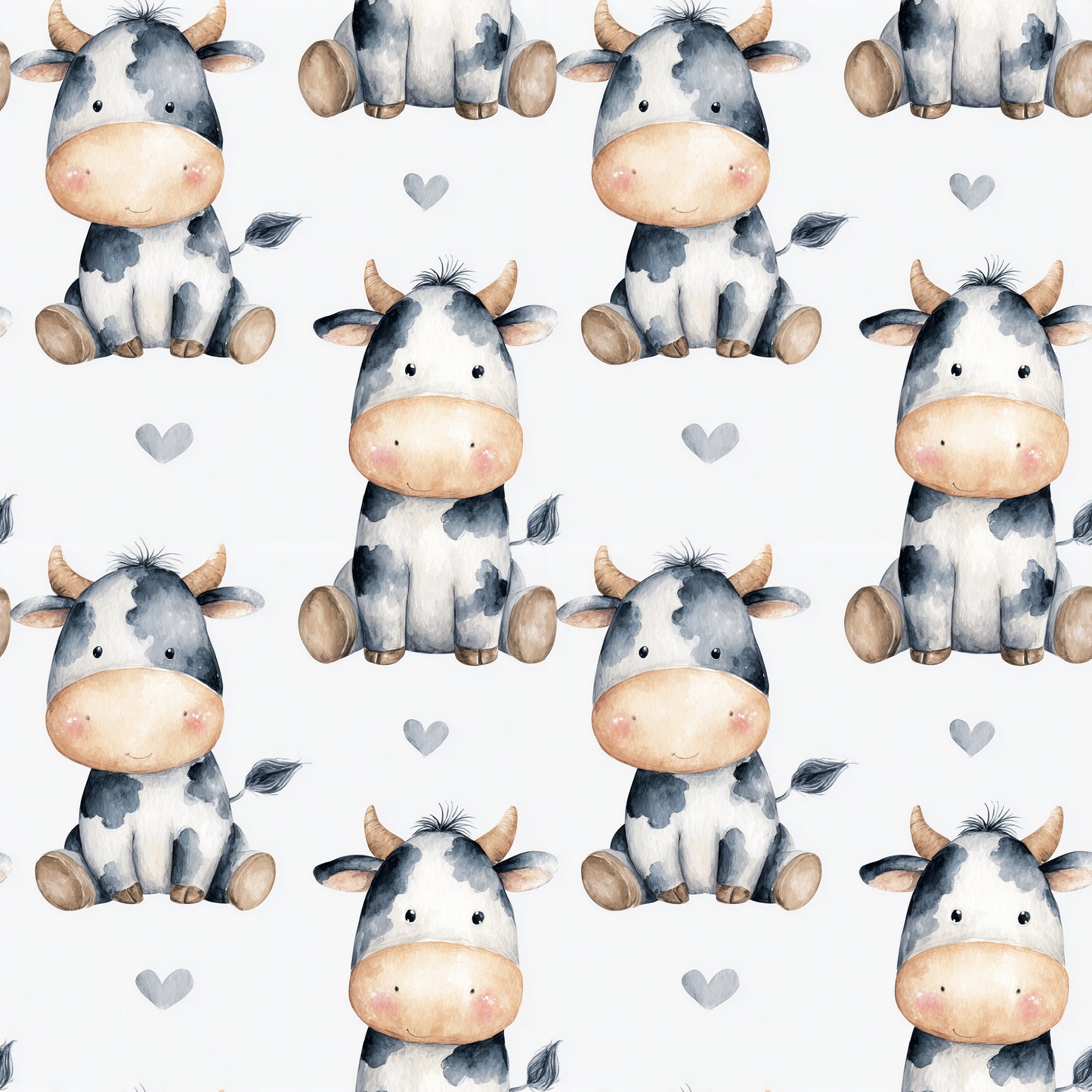 Love Heart Cows Digital Seamless Pattern