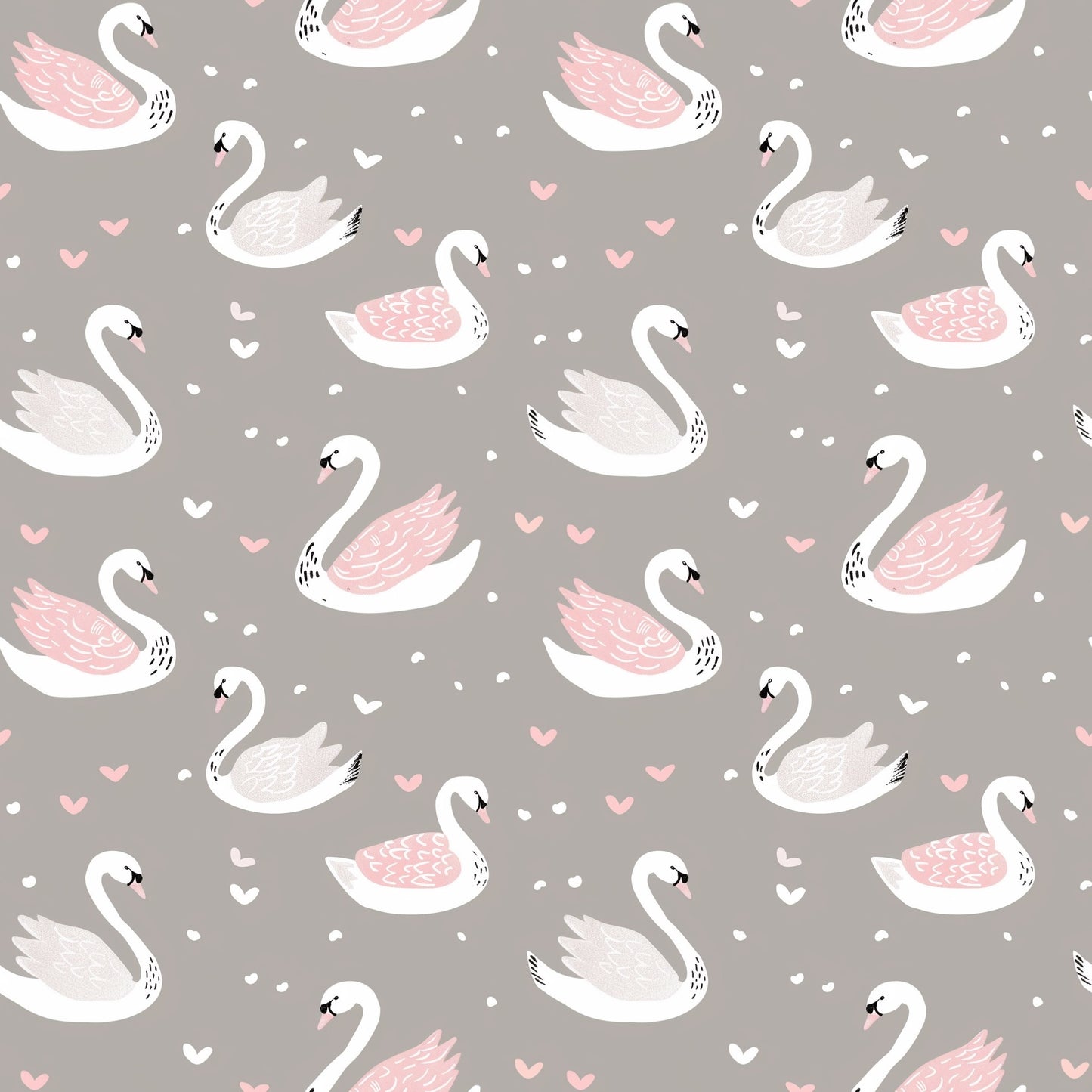 Love Swans Digital Seamless Pattern
