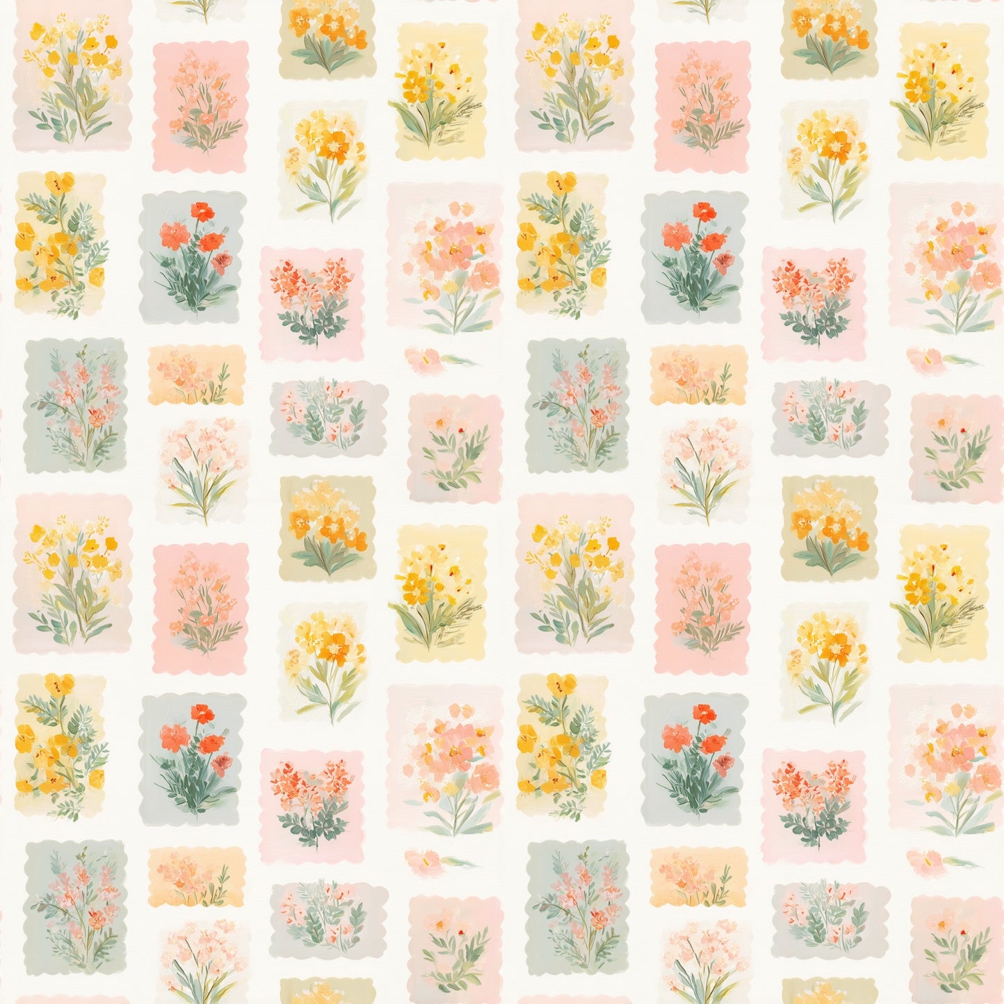 Matchbox Floral Stamp Digital Seamless Pattern