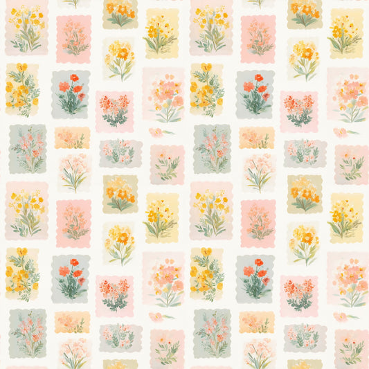 Matchbox Floral Stamp Digital Seamless Pattern