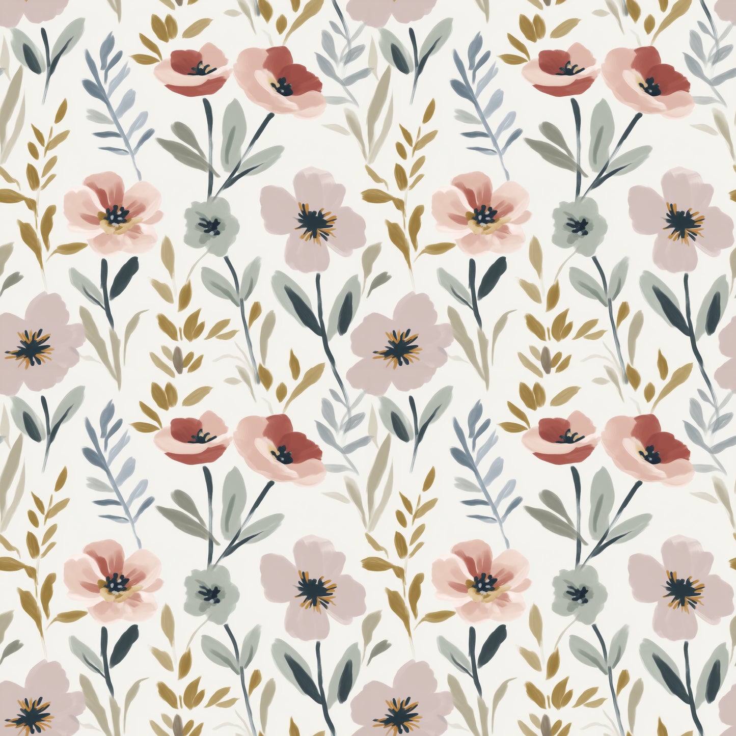 Mauve Wildflowers Digital Seamless Pattern