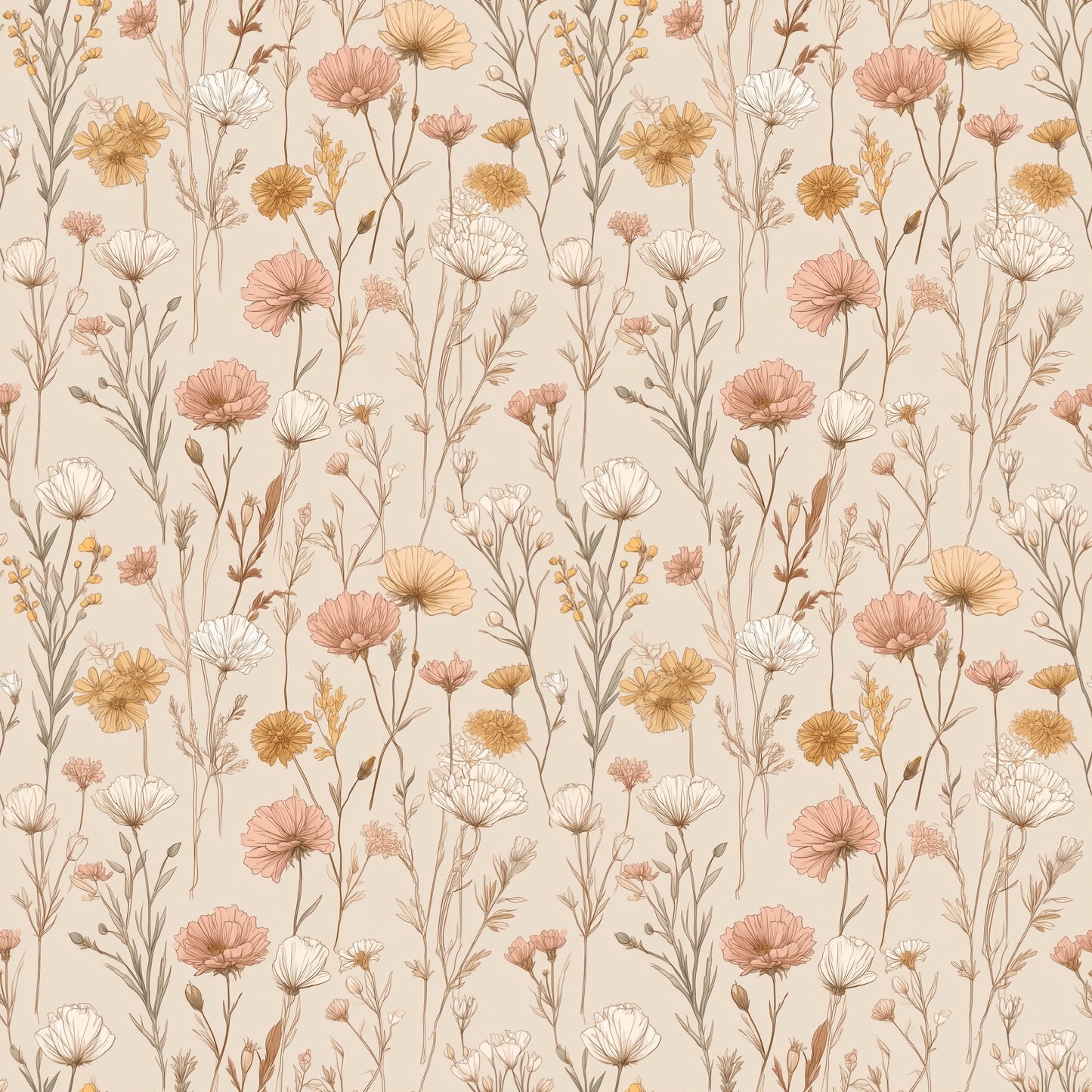 Meadow Blooms Digital Seamless Pattern