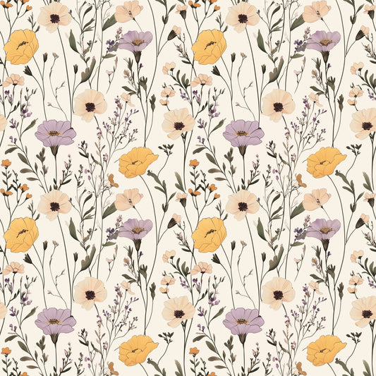 Meadow Wildflowers Digital Seamless Pattern
