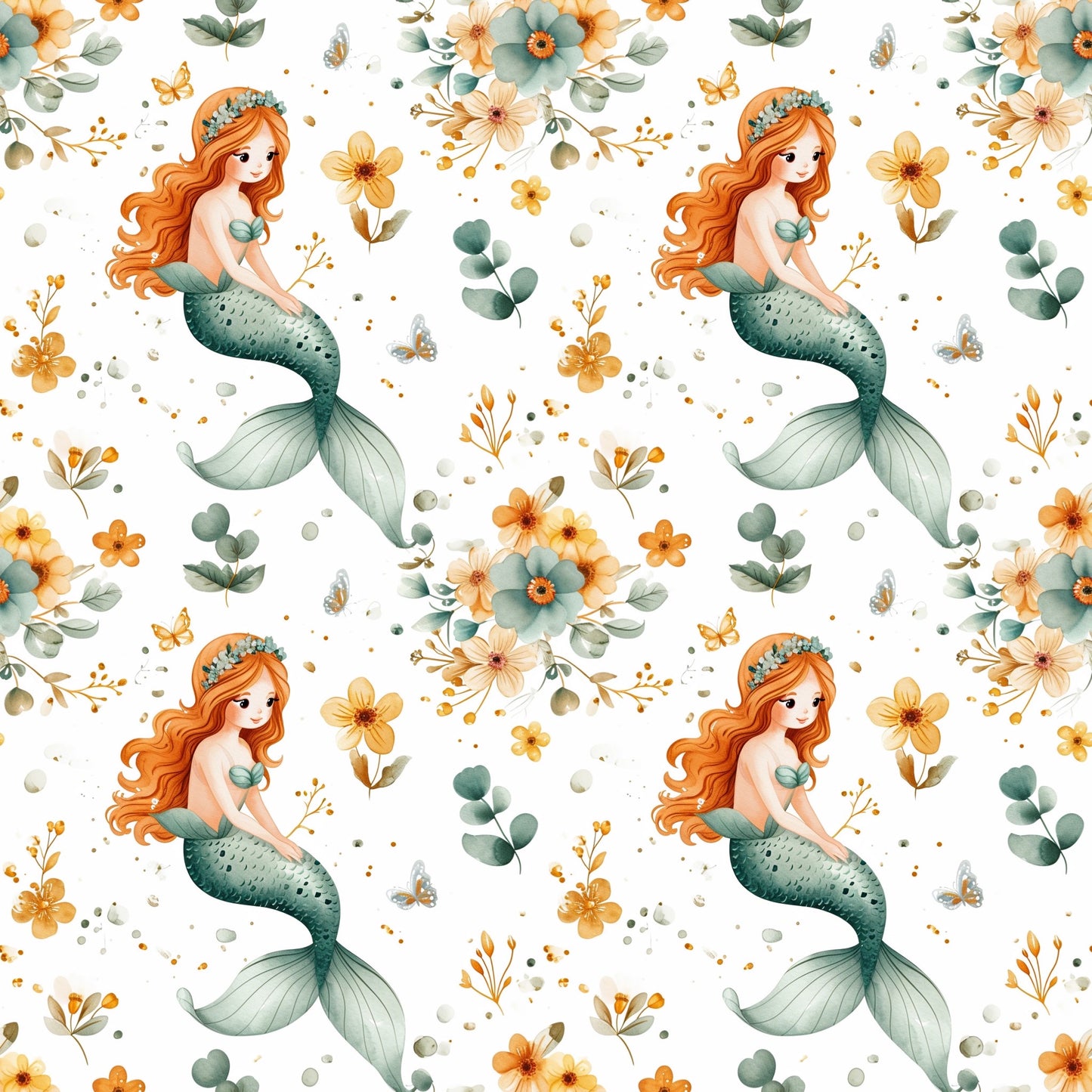 Mermaid Digital Seamless Pattern