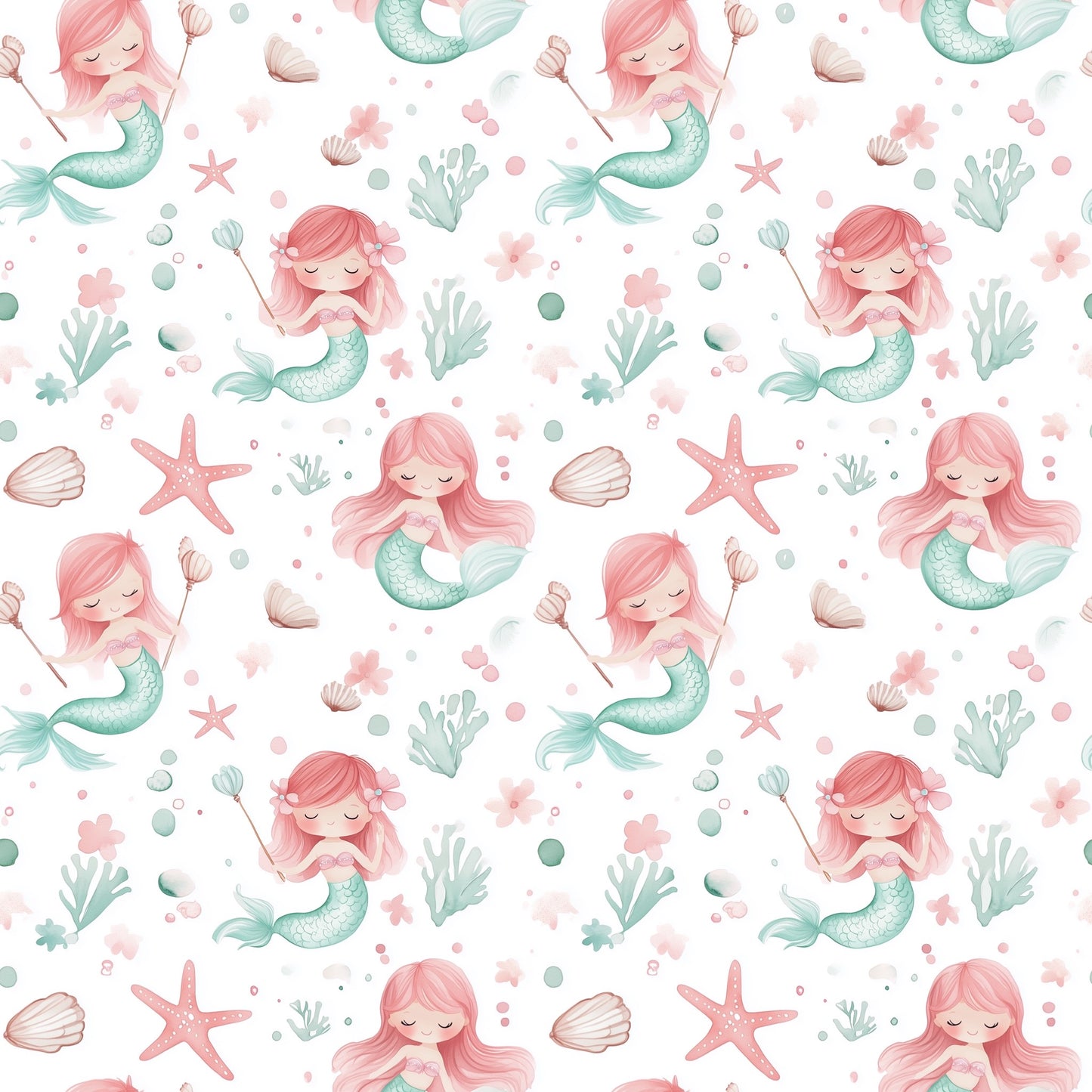 Mermaids Digital Seamless Pattern