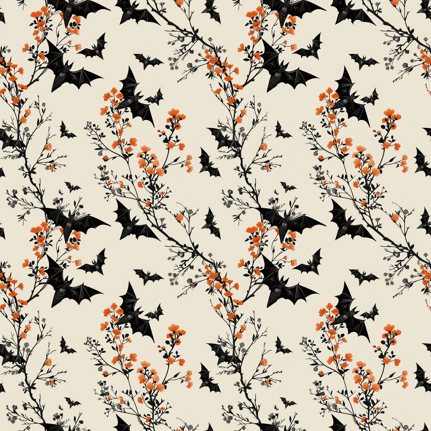 Midnight Bats Digital Seamless Pattern