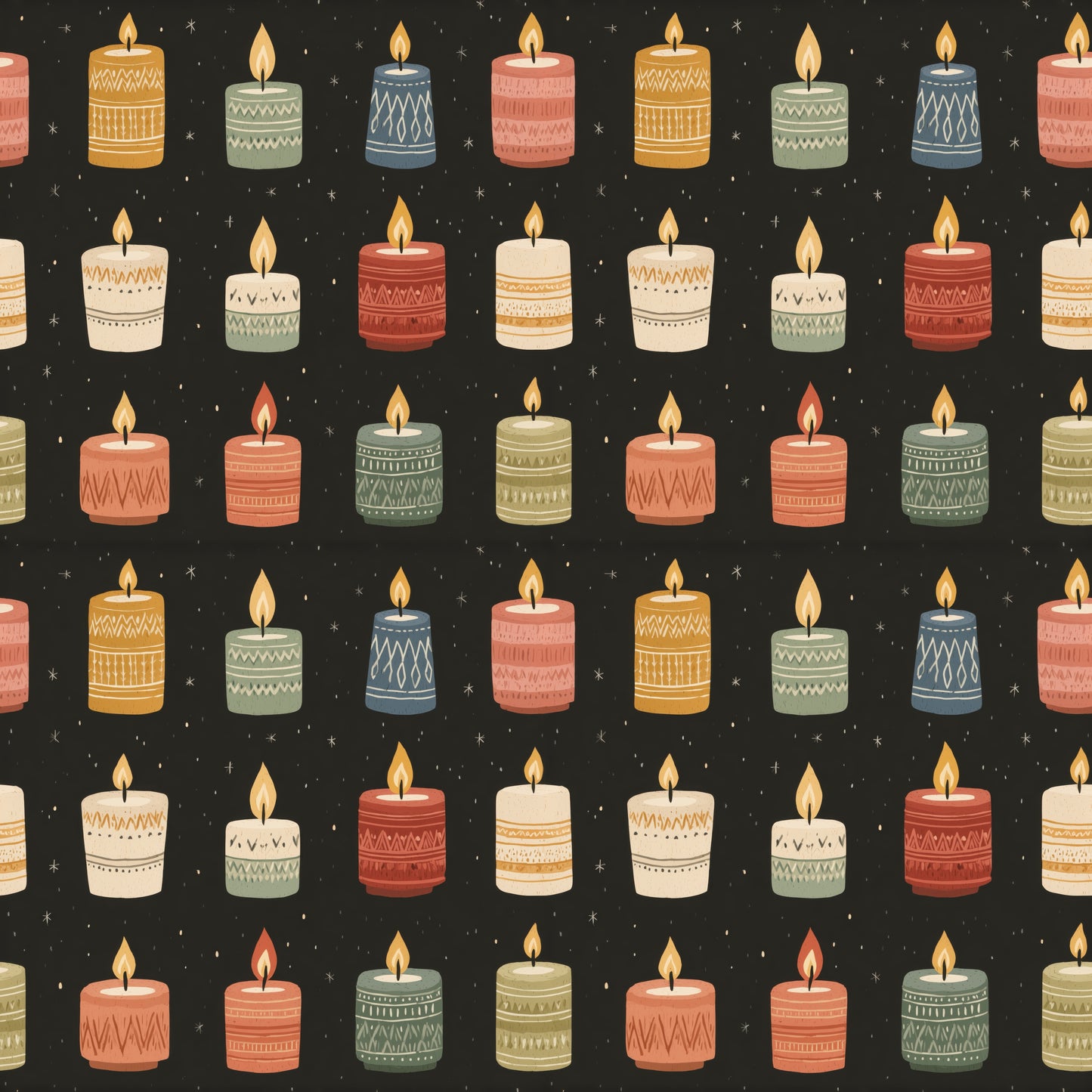 Midnight Candles Digital Seamless Pattern
