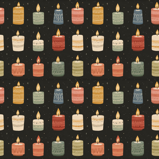 Midnight Candles Digital Seamless Pattern