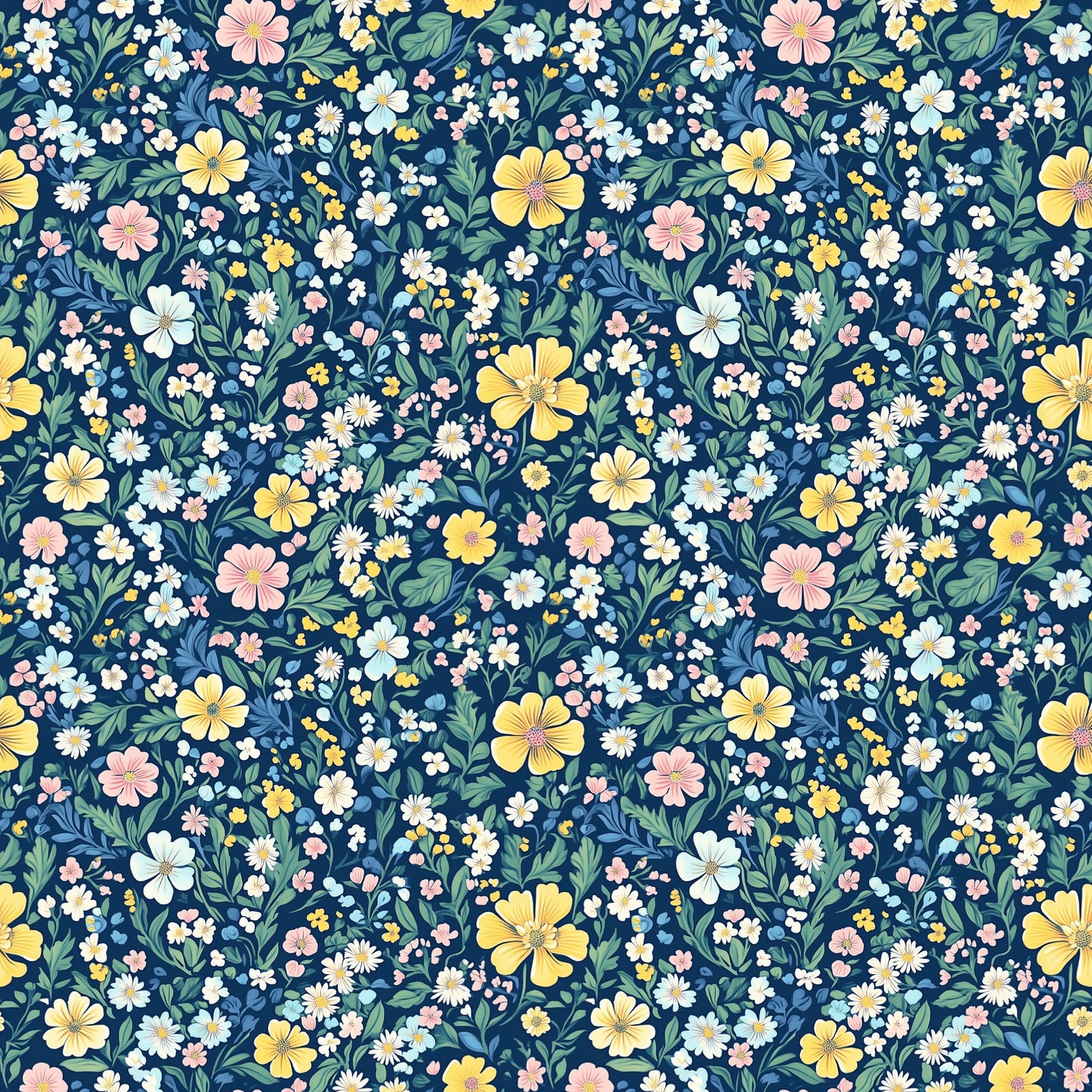 Midnight Ditsy Floral Digital Seamless Pattern