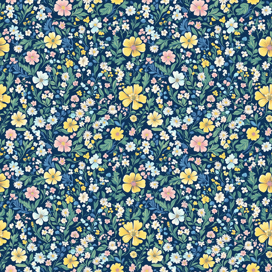 Midnight Ditsy Floral Digital Seamless Pattern