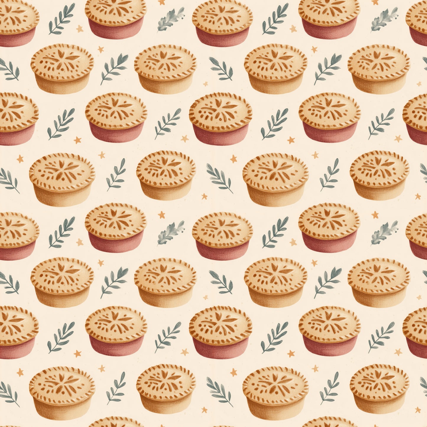 Mince Pies Digital Seamless Pattern