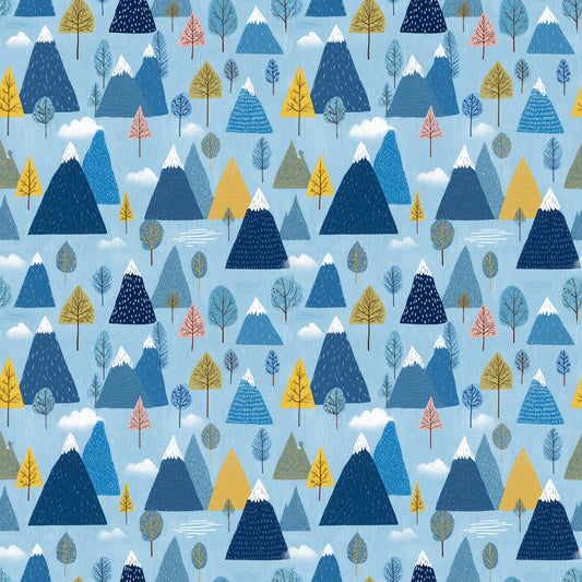 Minimalist Blue Peaks Digital Seamless Pattern