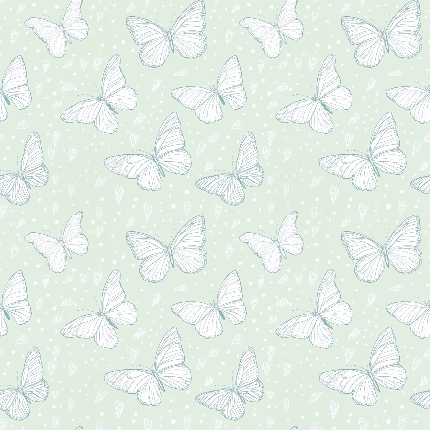 Mint Butterflies Digital Seamless Pattern