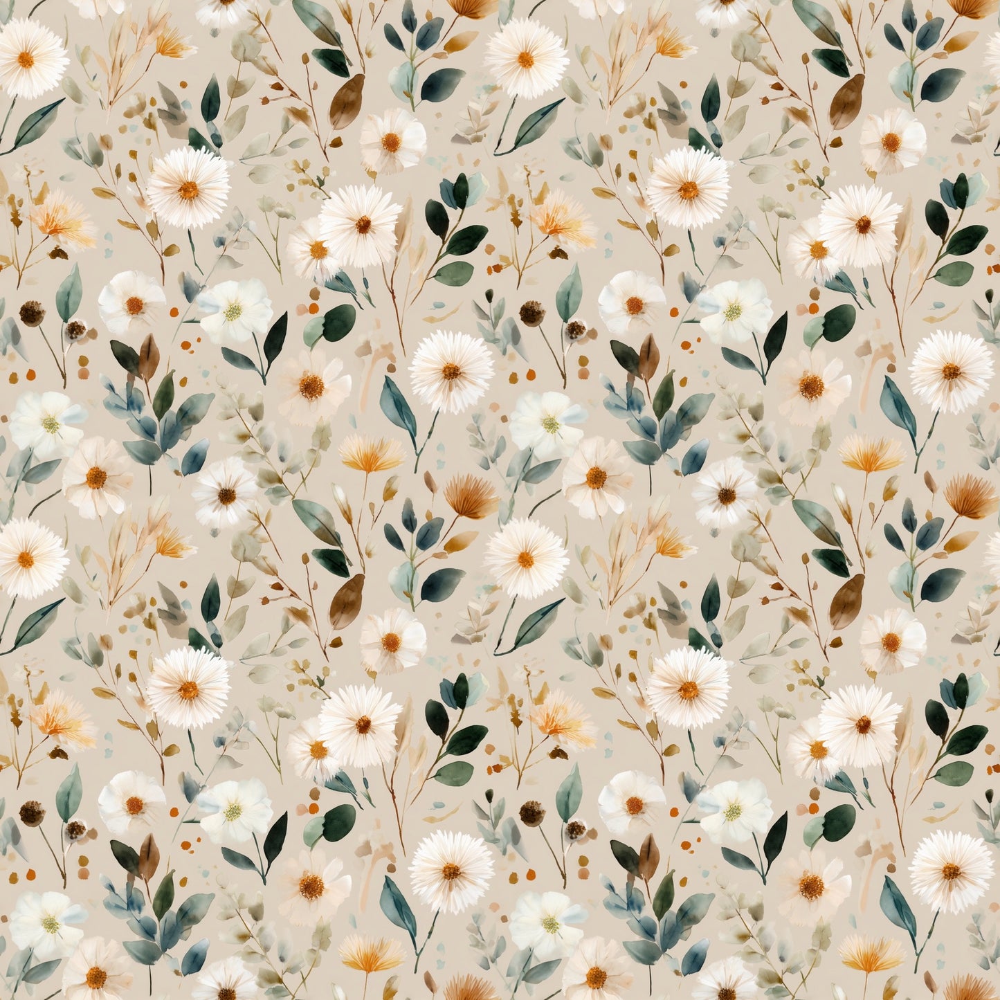 Modern Botanical Floral Digital Seamless Pattern