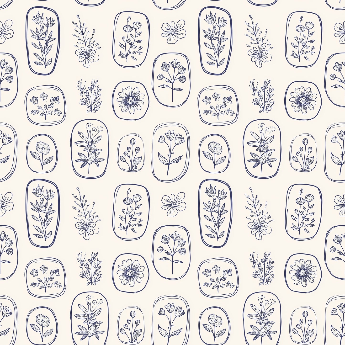Mono Floral Digital Seamless Pattern