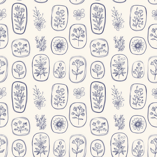 Mono Floral Digital Seamless Pattern
