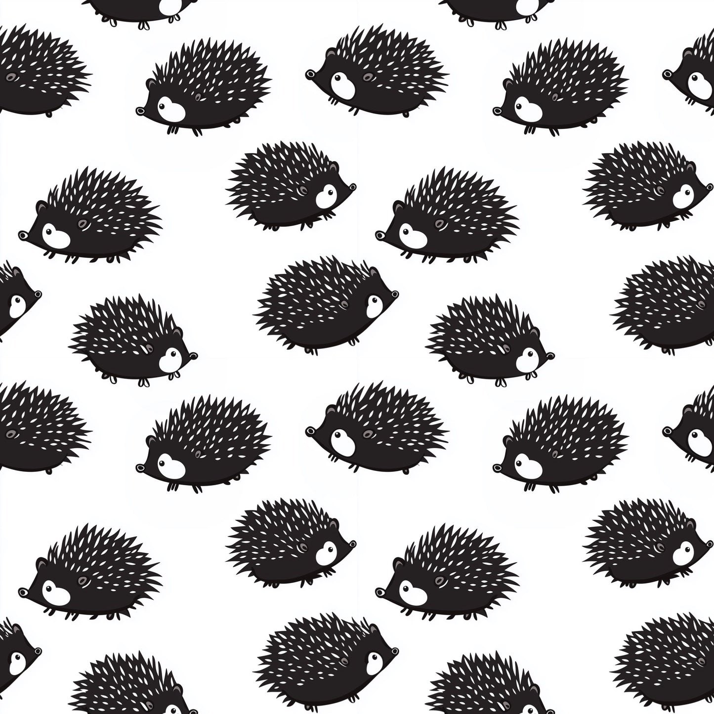 Mono Hedgehogs Digital Seamless Pattern