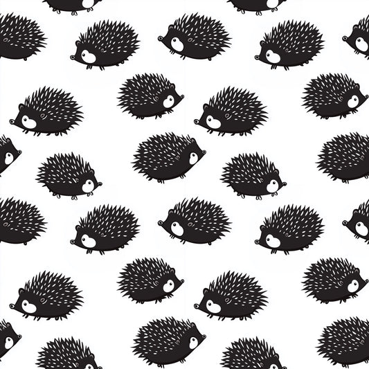 Mono Hedgehogs Digital Seamless Pattern