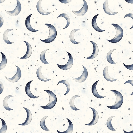 Mono Moons Digital Seamless Pattern