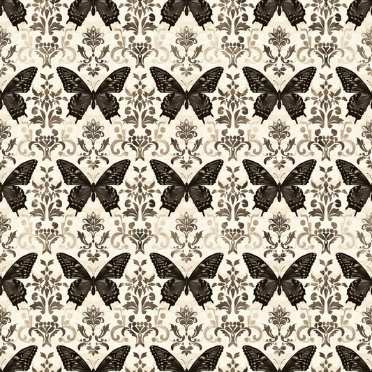 Monochrome Butterflies Digital Seamless Pattern