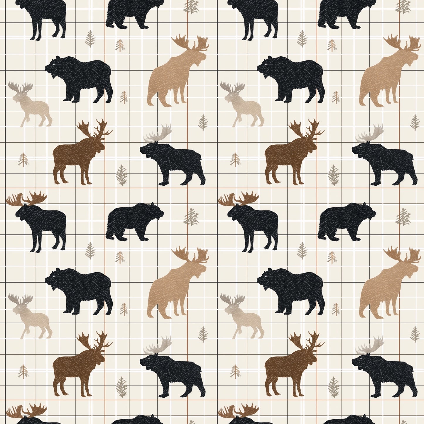Moose & Bear Digital Seamless Pattern