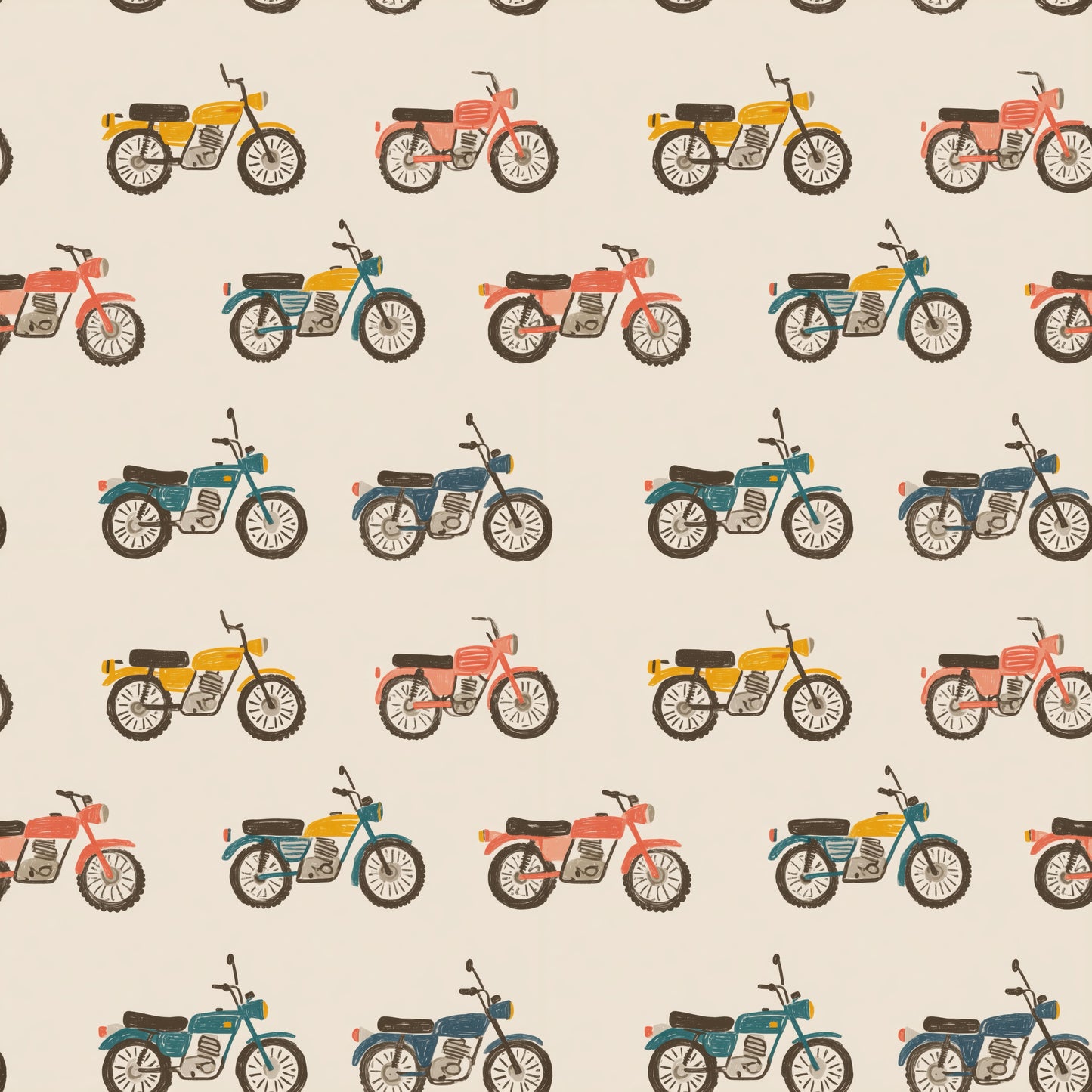 Motorbike Digital Seamless Pattern