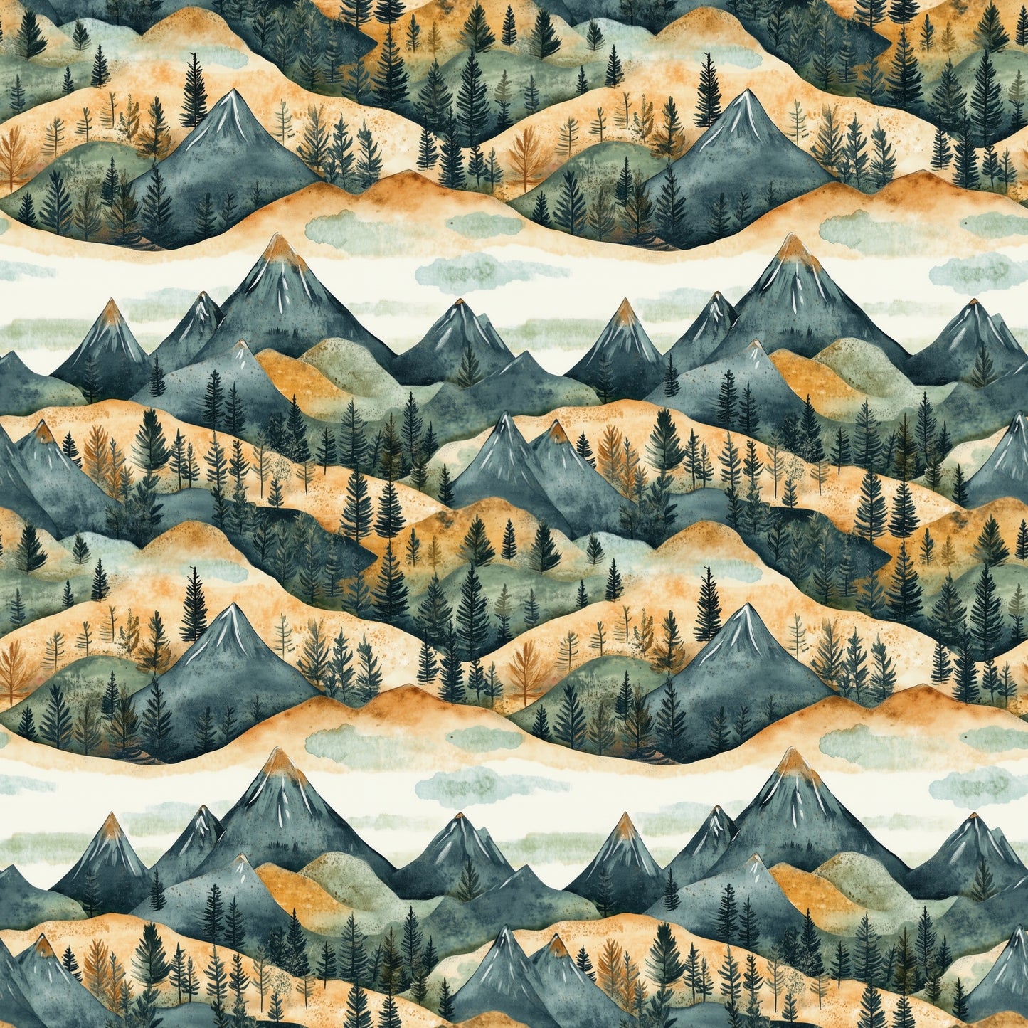 Mountains are Calling Digital Seamless Pattern