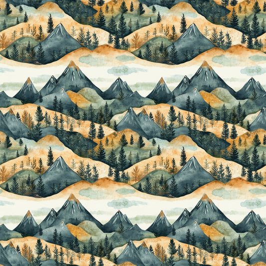 Mountains are Calling Digital Seamless Pattern