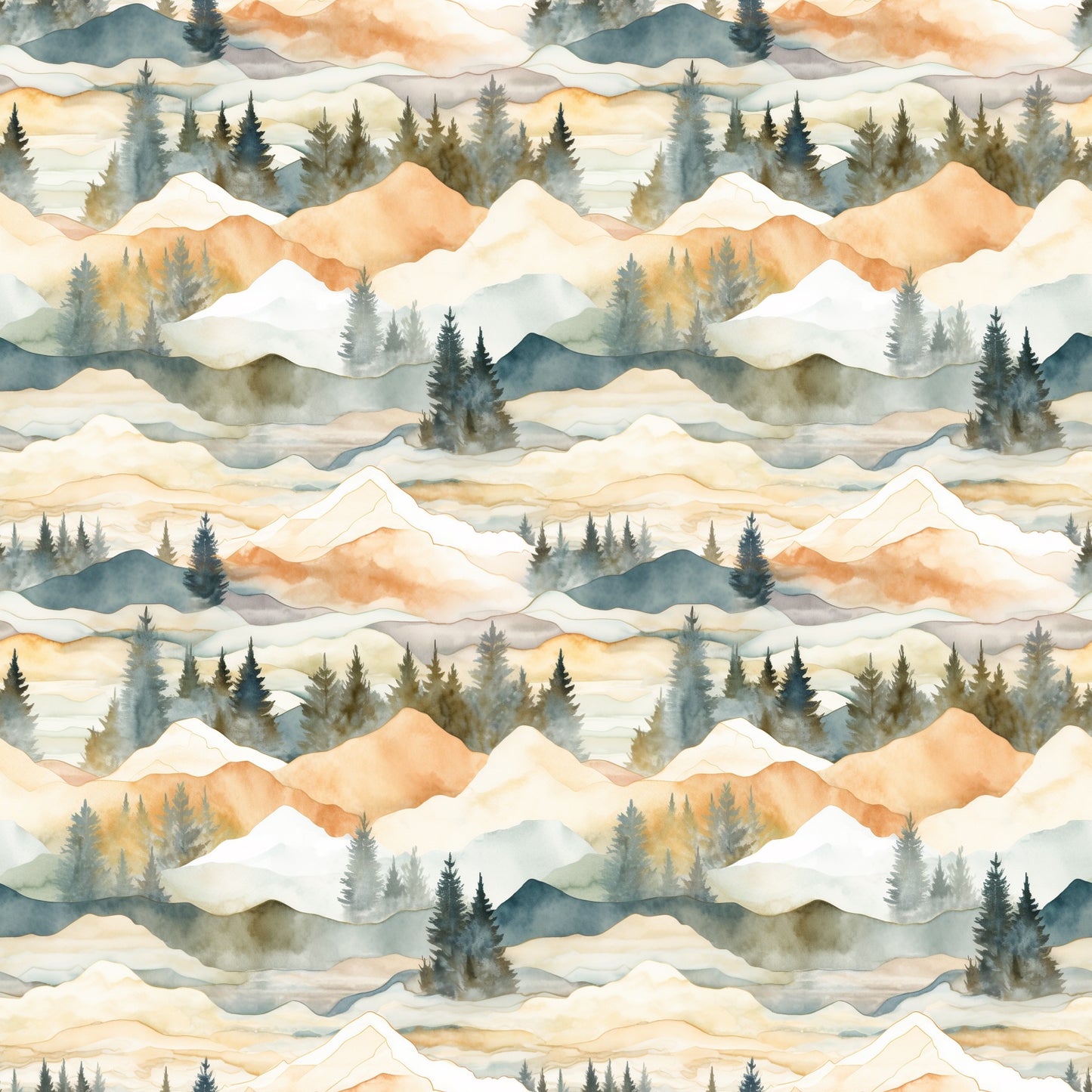 Mountains Digital Seamless Pattern