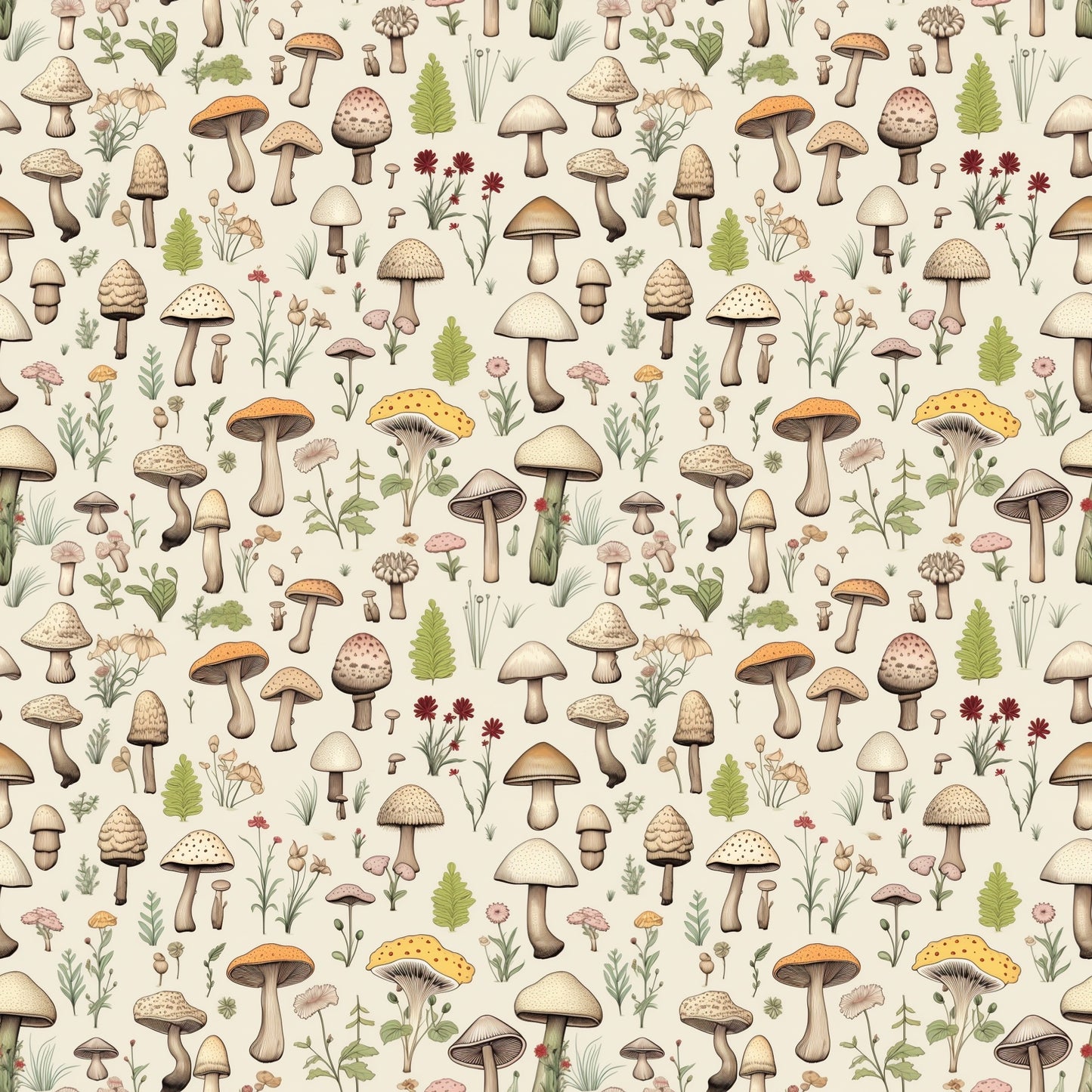 Mushroom Field Digital Seamless Pattern