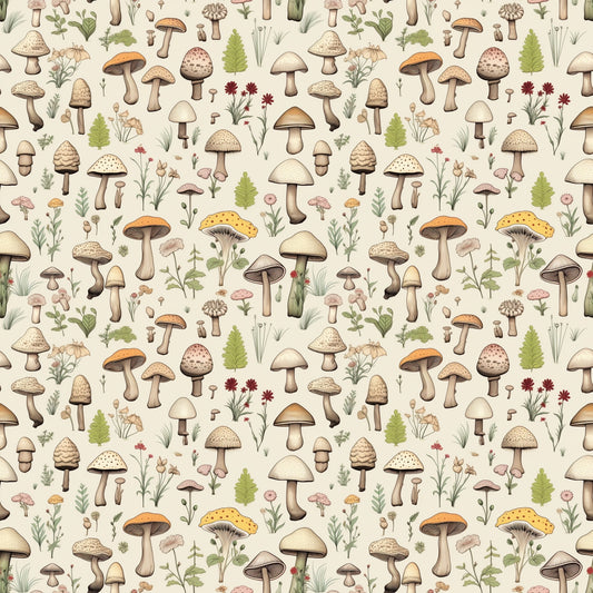 Mushroom Field Digital Seamless Pattern