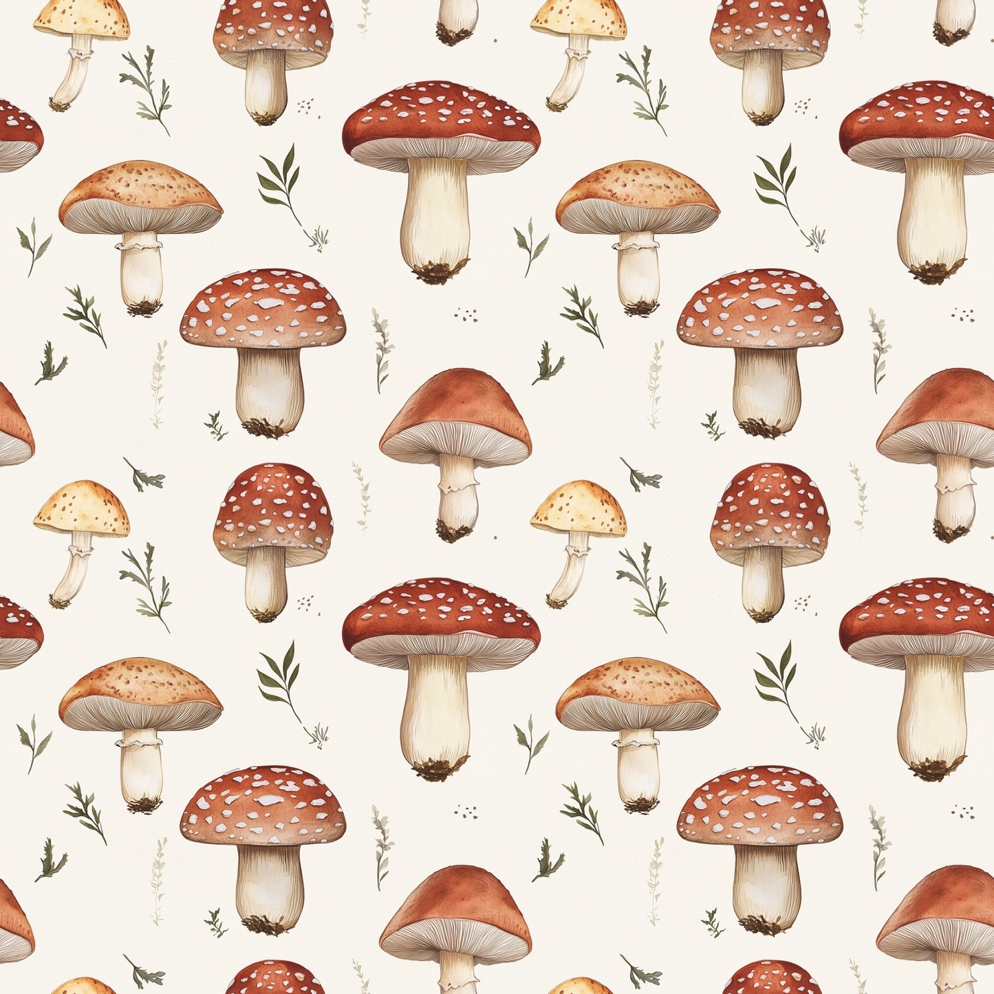 Mushroom Field Digital Seamless Pattern