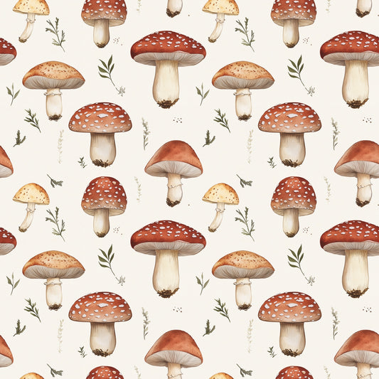 Mushroom Field Digital Seamless Pattern