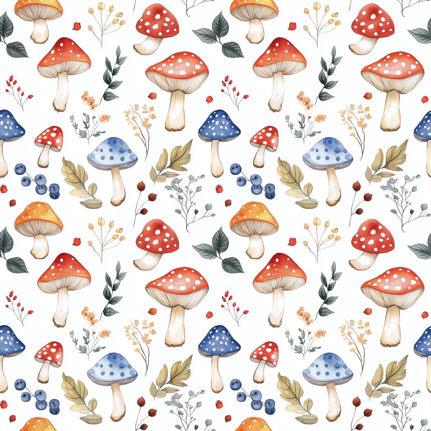 Mushroom Field Digital Seamless Pattern